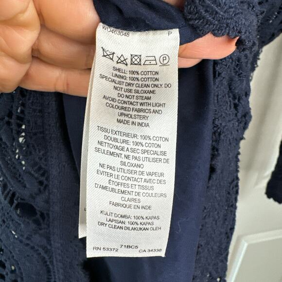 FRENCH CONNECTION Lark Rise Lace Dress Scalloped Crochet Trim Blue | 4 - Picture 12 of 13